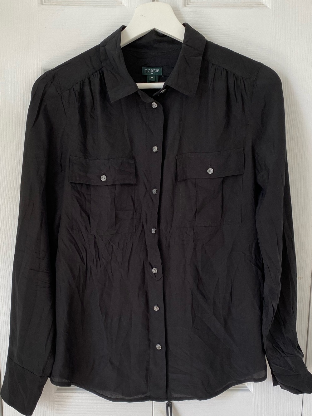 J. Crew Factory 100% Silk button front shirt blouse in Black Size XS
